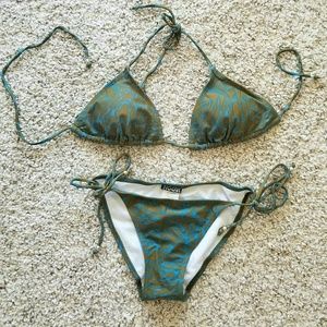 NWOT turquoise & green women's size S bikini set